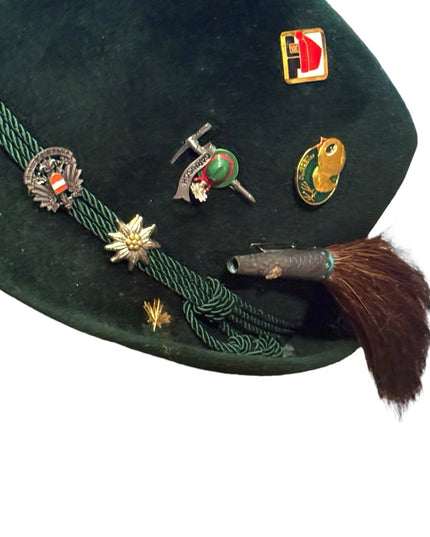 EVintage Austrian German Style Alpine Tyrolean Wool Hat  Fritz Günzrodt Green