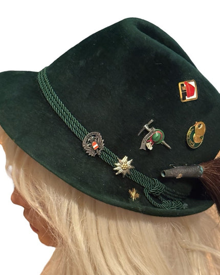 EVintage Austrian German Style Alpine Tyrolean Wool Hat  Fritz Günzrodt Green