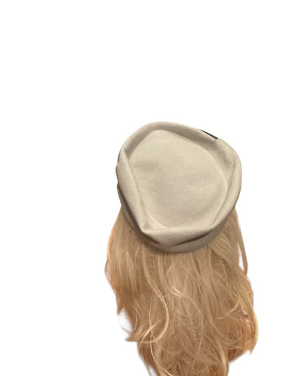 Vintage Black Leather & Felt Ruched Stewardess Style Fancy Hat