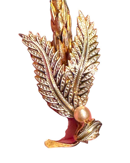 Vintage Gold Leaf & Enamle Brooch Wheat 1960s