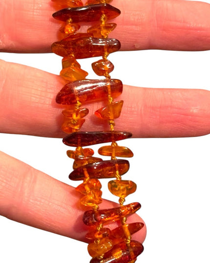 Vintage Authentic Baltic Honey Amber Double Strand Beaded Necklace