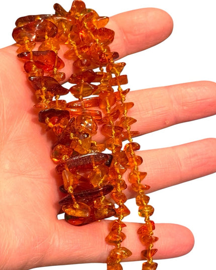 Vintage Authentic Baltic Honey Amber Double Strand Beaded Necklace