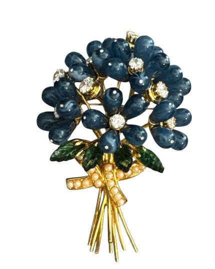 Elegant RARE Vintage Joan Rivers Blue Bells Flower Brooch New with Box
