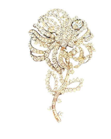 Elegant RARE 1990s Silver Floral Rhinstone Joan Rivers  Brooch