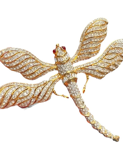 RARE Vintsge Gold Dragonfly Brooch Vintage CINER large dragonfly 80s brooch