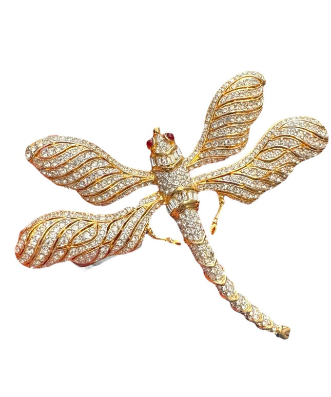 RARE Vintsge Gold Dragonfly Brooch Vintage CINER large dragonfly 80s brooch