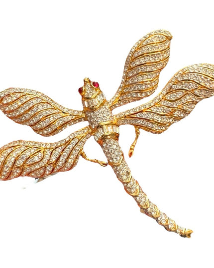 RARE Vintsge Gold Dragonfly Brooch Vintage CINER large dragonfly 80s brooch