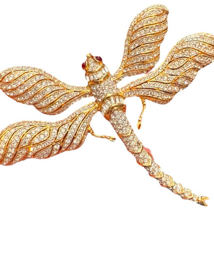 RARE Vintsge Gold Dragonfly Brooch Vintage CINER large dragonfly 80s brooch