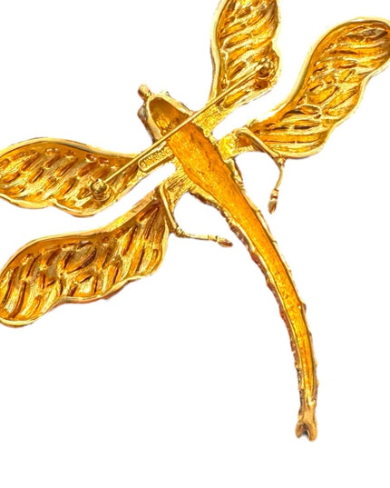 RARE Vintsge Gold Dragonfly Brooch Vintage CINER large dragonfly 80s brooch