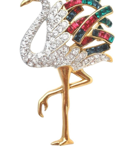 Carolee Duchess of Windsor Collection Flamingo Brooch pin rhinestones gold 1980