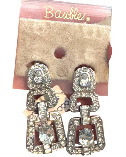 Elegant Vintage Crystal Rhinestone Silver Crystal Drop Earrings