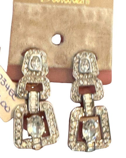 Elegant Vintage Crystal Rhinestone Silver Crystal Drop Earrings
