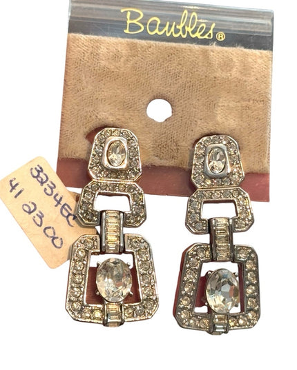 Elegant Vintage Crystal Rhinestone Silver Crystal Drop Earrings