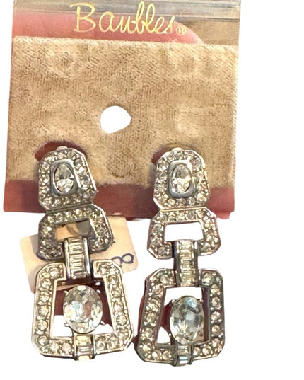 Elegant Vintage Crystal Rhinestone Silver Crystal Drop Earrings