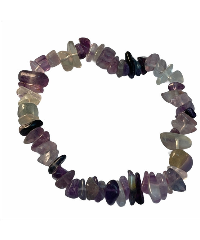 Lovely multicolor Purple Fluorite chip stretchy bracelet