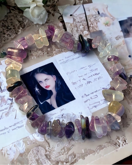 Lovely multicolor Purple Fluorite chip stretchy bracelet