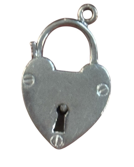 Vintage Sterling Silver 925 Heart Lock Pendant charm