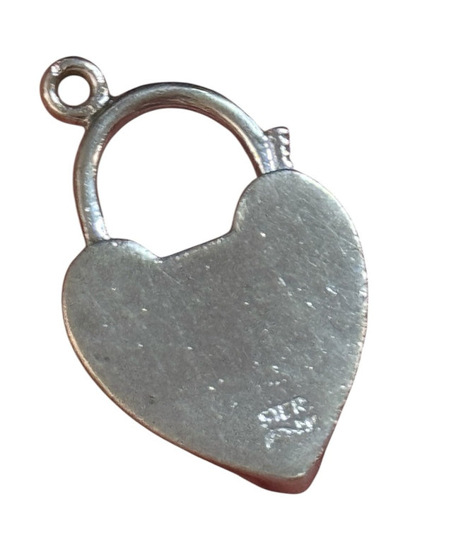 Vintage Sterling Silver 925 Heart Lock Pendant charm