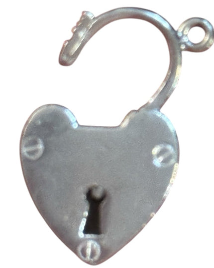 Vintage Sterling Silver 925 Heart Lock Pendant charm