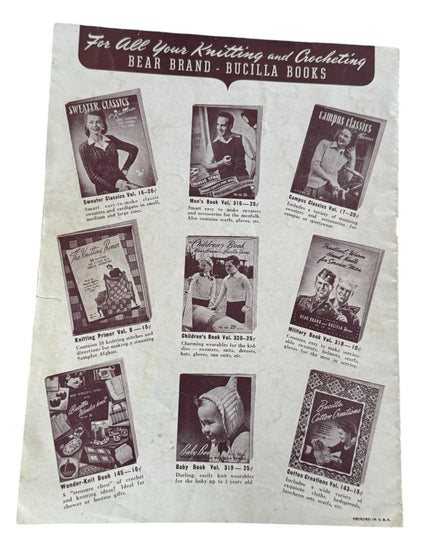 Vintage WW2 New Hats & Smart Bags Women's crochet book Bucilla C1944