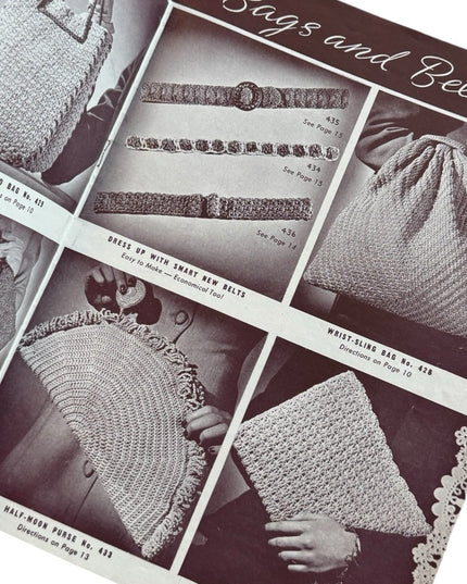 Vintage WW2 New Hats & Smart Bags Women's crochet book Bucilla C1944