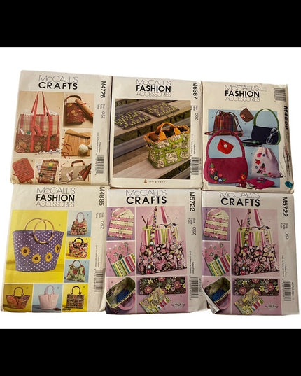 LOT of 6 pcs sewing patterns purses bags totes New UNCUT