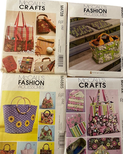 LOT of 6 pcs sewing patterns purses bags totes New UNCUT