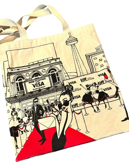 Stylish Cream Tote Bag with Graphic Design TIFF