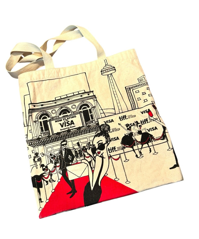 Stylish Cream Tote Bag with Graphic Design TIFF