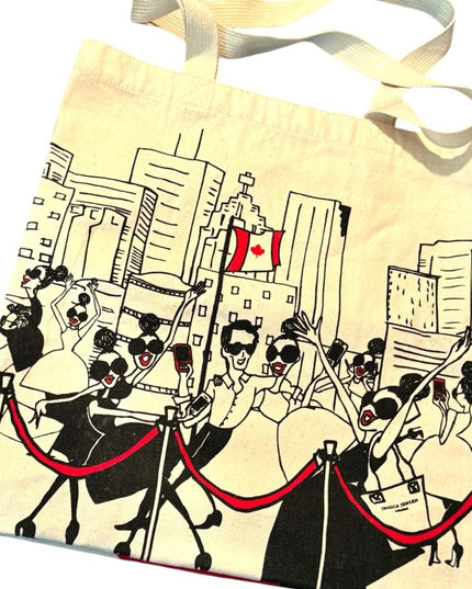 Stylish Cream Tote Bag with Graphic Design TIFF