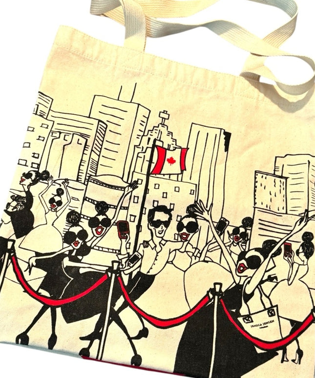 Stylish Cream Tote Bag with Graphic Design TIFF