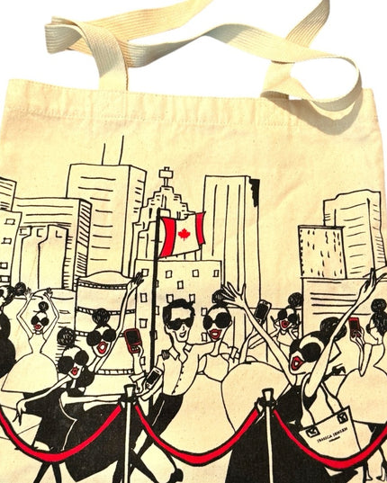 Stylish Cream Tote Bag with Graphic Design TIFF