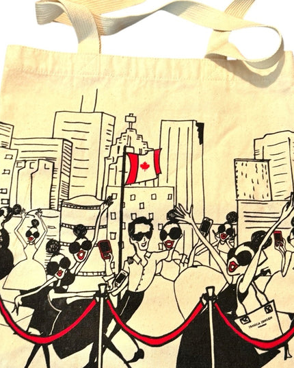 Stylish Cream Tote Bag with Graphic Design TIFF