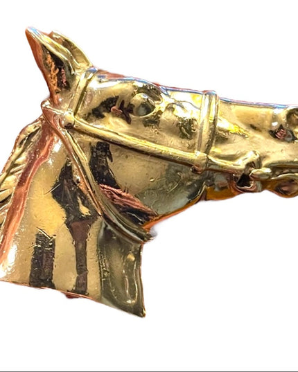 Vintage Silver finiah  large  heavy horse head brooch