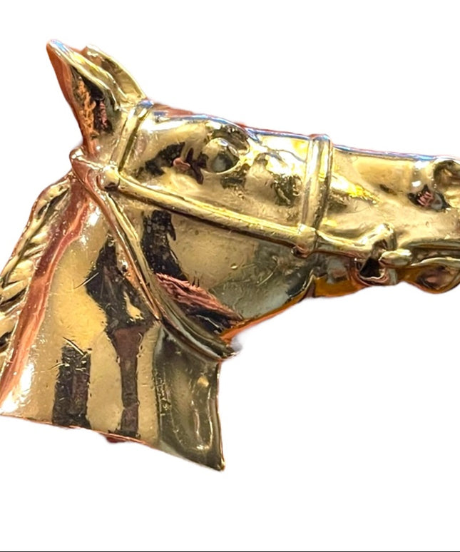 Vintage Silver finiah  large  heavy horse head brooch