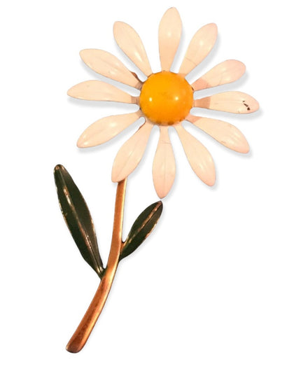 Vintage daisey flower metal brooch