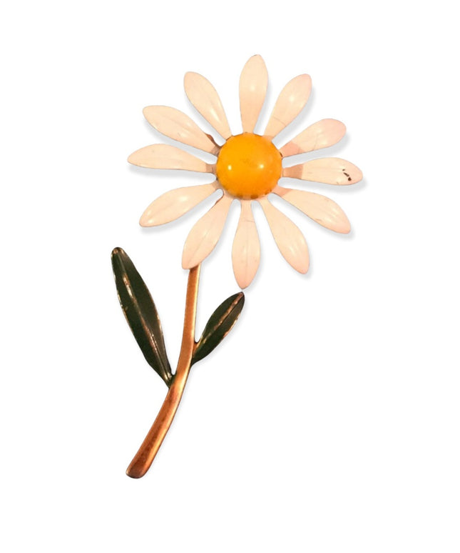 Vintage daisey flower metal brooch