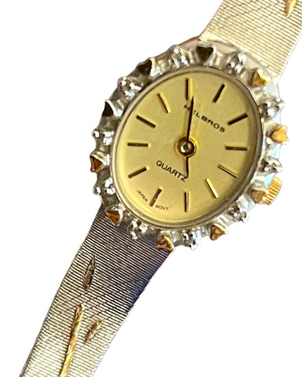 Vintage HELBROS silver finish fancy petite womens lovely Quartz watch