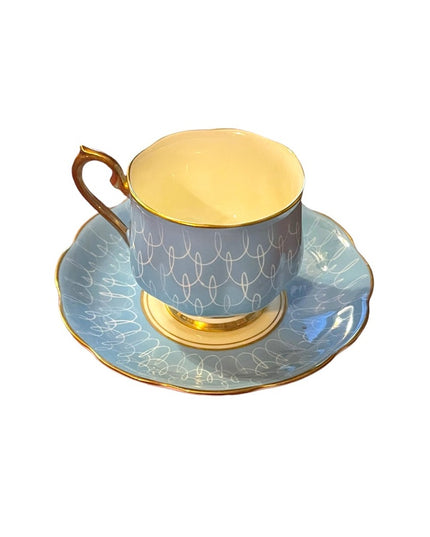 Vintage Royal Albert blue tea cup and saucer 1950s swirl bone china England