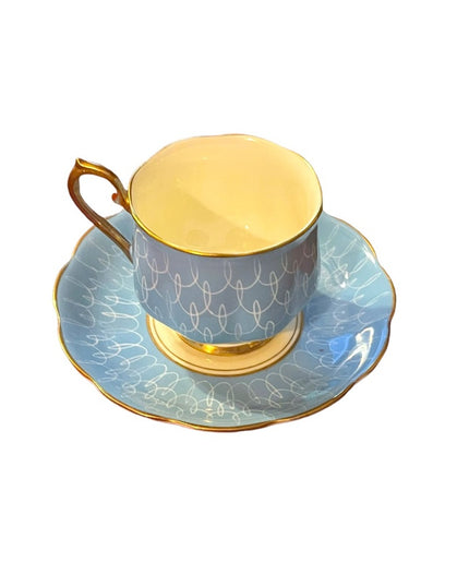 Vintage Royal Albert blue tea cup and saucer 1950s swirl bone china England