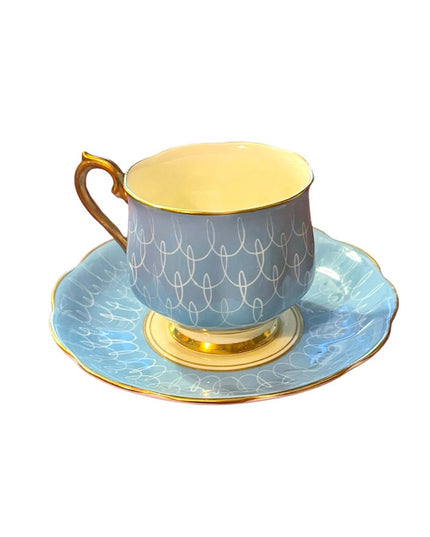 Vintage Royal Albert blue tea cup and saucer 1950s swirl bone china England