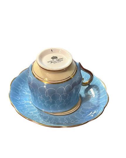 Vintage Royal Albert blue tea cup and saucer 1950s swirl bone china England
