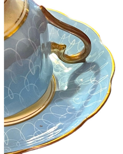 Vintage Royal Albert blue tea cup and saucer 1950s swirl bone china England