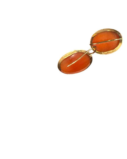 Gold Carved Cameo Shell Earrings 14k Gold