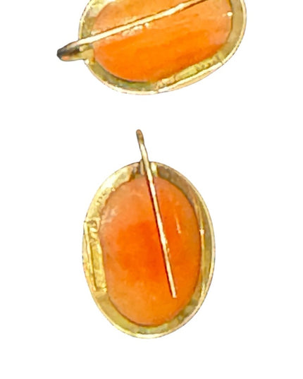 Gold Carved Cameo Shell Earrings 14k Gold