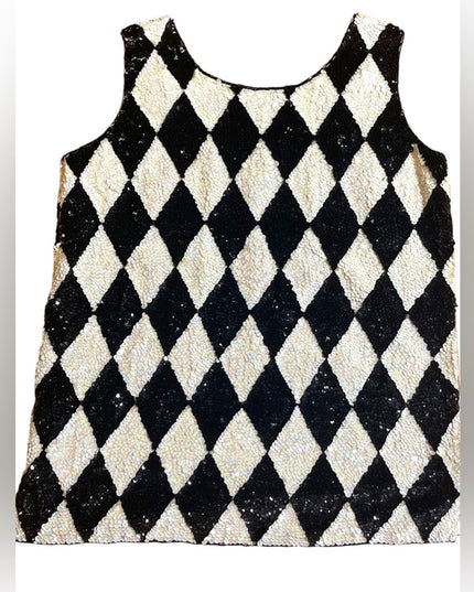 Vintage Harlequin Sequin AE Boutique Fancy blouse top halter