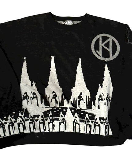 Black and White Graphic Sweater NWOT Ghost Castle