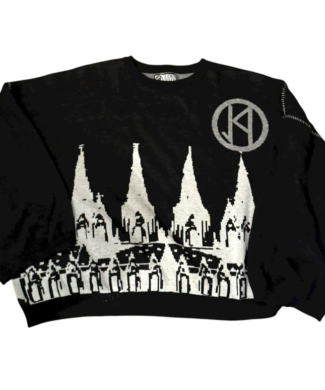 Black and White Graphic Sweater NWOT Ghost Castle