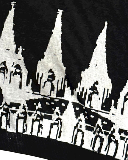 Black and White Graphic Sweater NWOT Ghost Castle