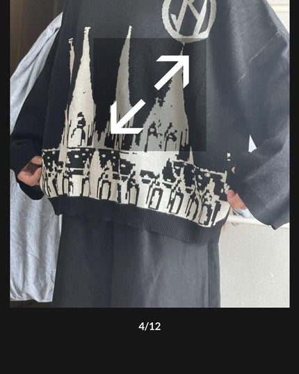Black and White Graphic Sweater NWOT Ghost Castle